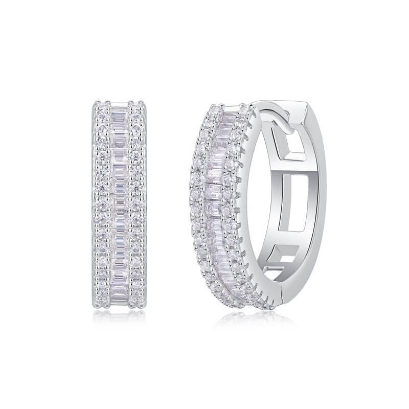 Moissanite Huggie Hoop Earrings moissanite huggie hoop earrings